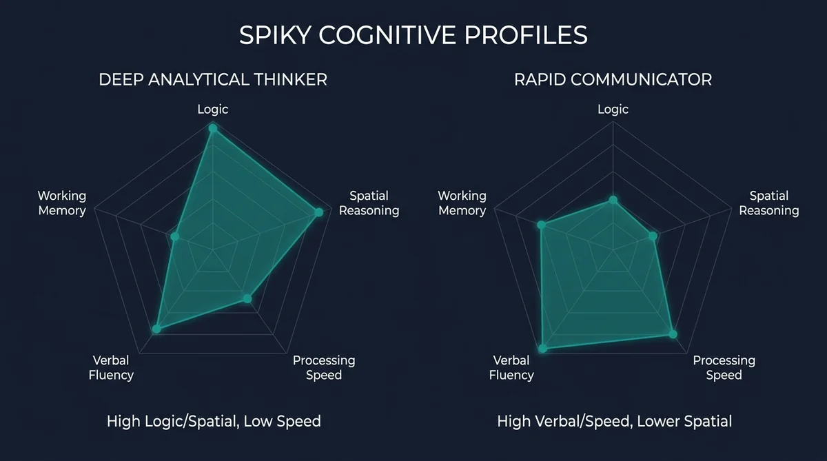 Spiky cognitive profile comparison between deep analytical thinkers and rapid executors